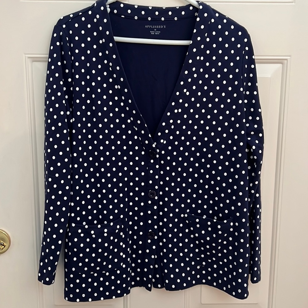 Appleseed's Navy Blue Polka Dot Cardigan